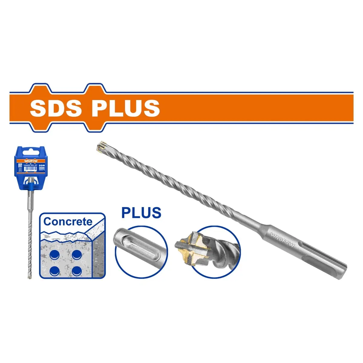 Brocas Para Concreto Sds Plus Punta Carburo Tct Doble Canal Cr-V Superficie Arenada. 1