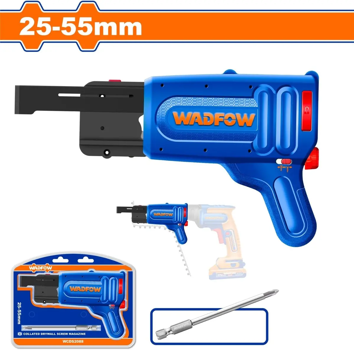Pistola De Tornillos Para Drill Para Paneles De Yeso. Tornillador Automático 25–55 Mm Punta Hexagonal ¼” Ajustable Y Fácil De Usar. Cargador De Tornillos Drywall. 1