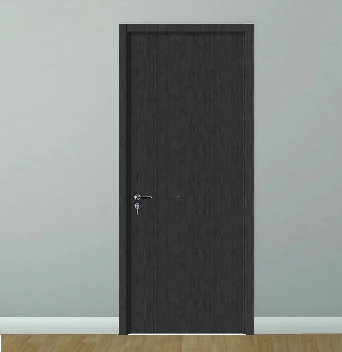 Puerta Wpc 45Mm Madera Interior Wengue 85X215cm Incluye Marco Completo Y Herrajes Silver. Altisima Calidad Y Resistencia 1