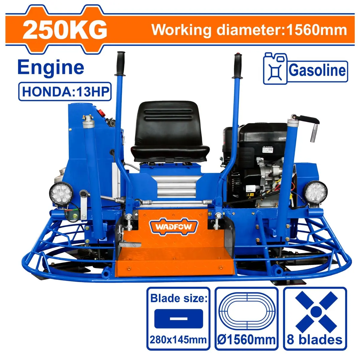 Llana De Poder A Gasolina. Potencia Del Motor: 8.2 Kw / 13 Hp Peso: 250 Kg. Con Plato De Hierro. 156 Cm Helicóptero 1