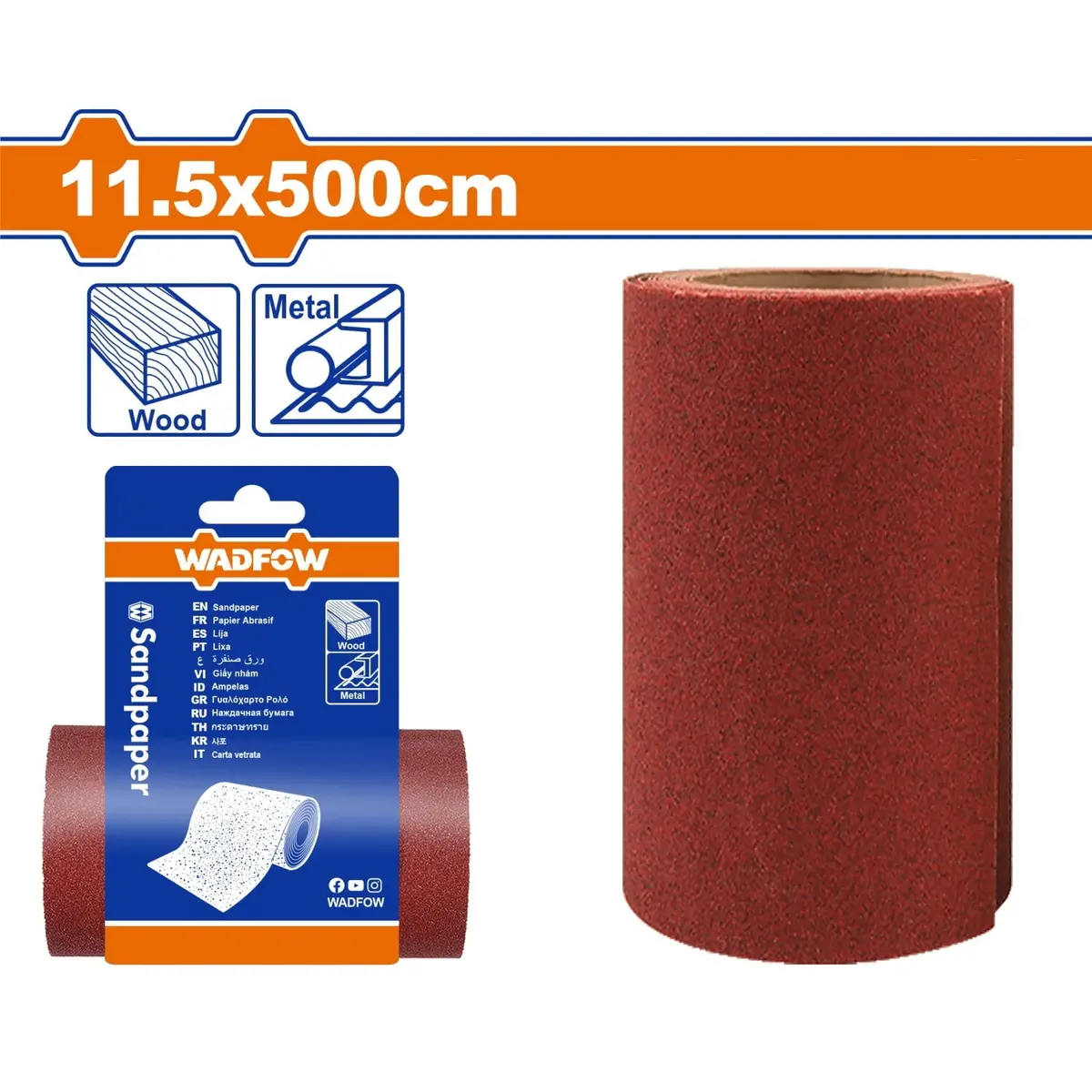 Papeles De Lija Grano 11.5 X 500Cm Oxido De Alumina. Ideal Para Madera Y Metal. Rollo De Lija 1