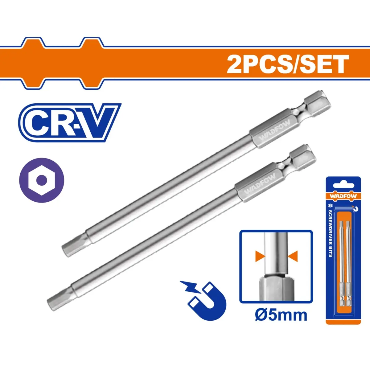Puntas De Destornillador Hexagonal Torx Ht3  Cr-V Punta Magnética. Set De 2 Piezas. 1