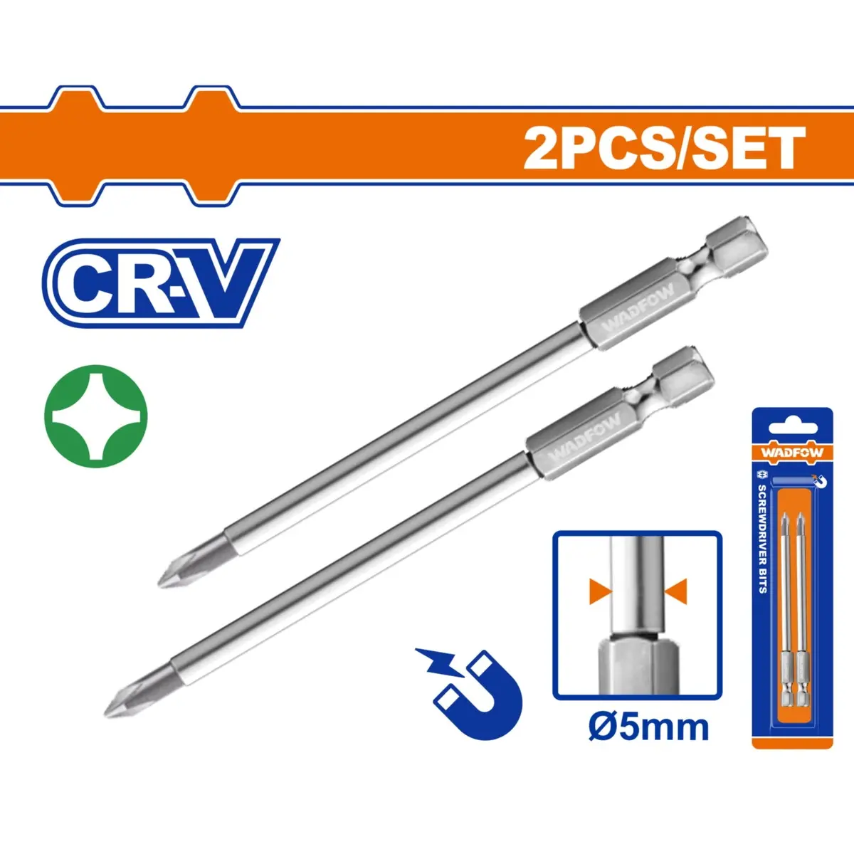 Puntas De Destornillador Estrella Cr-V  Punta Magnética. Set De 2 Piezas. 1