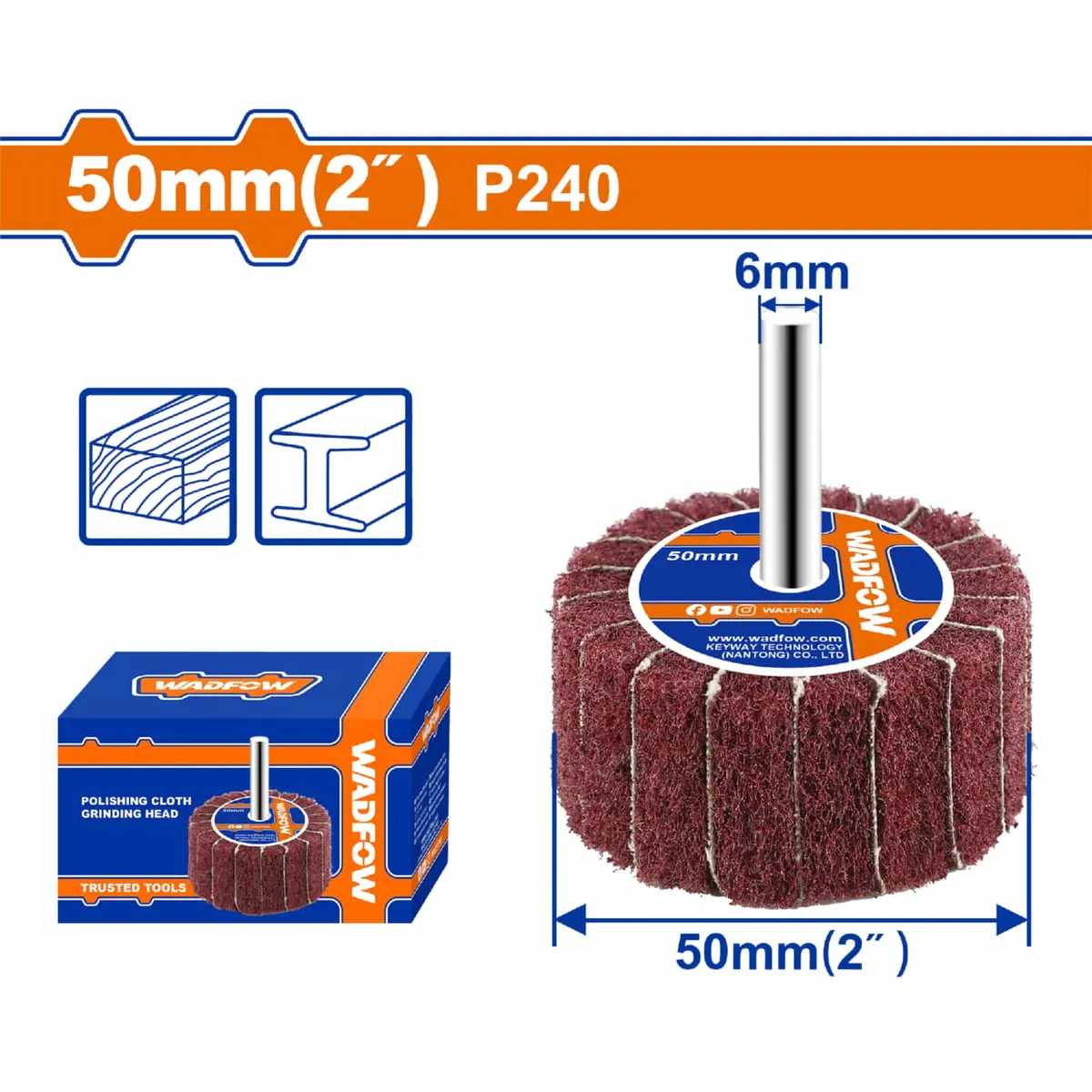 Flaps Wheels De Nylon Y Aluminio 50×25Mm (2") Con Vástago 6 Mm Para Metal Y Madera. Ideal Para Pulido. 4