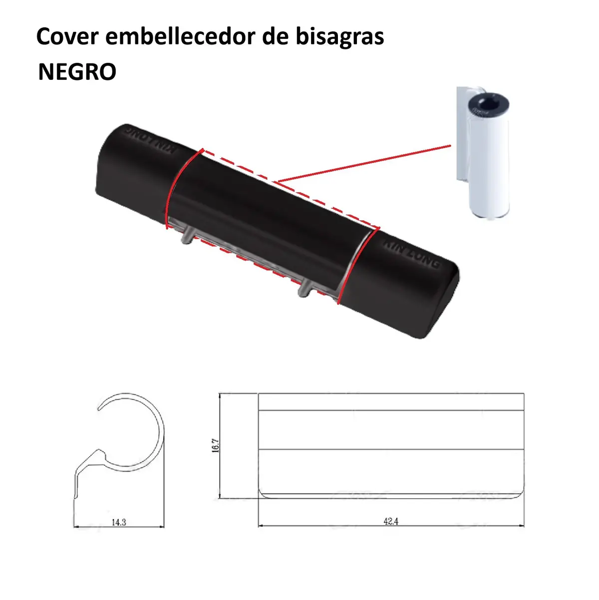 Covertor Embellecedor Color Negro De Bisagras Y Biela Para Hardware Kinglong De Sistema De Ventanas Upvc Y Aluminio 1