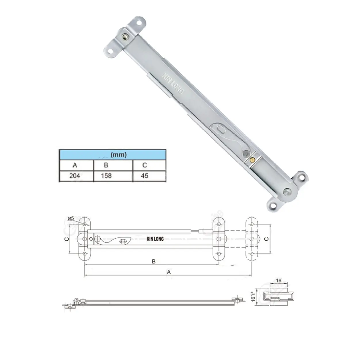 Limitador Izquierdo Telescópico Contra Viento Ventanas Upvc Y Aluminio 8" Se Vende Por Unidad 1