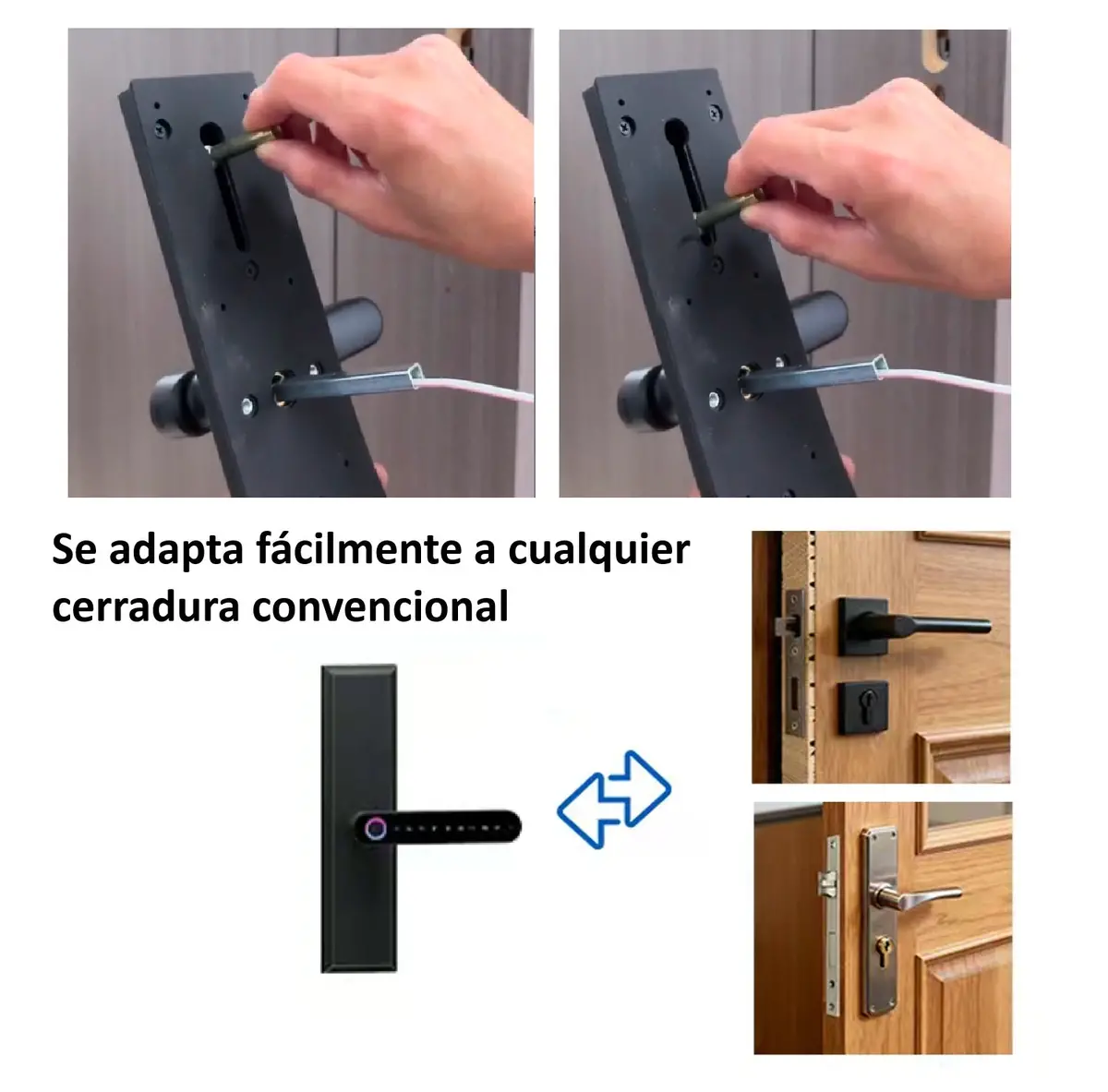 Cerradura Inteligente Para Puertas Interiores 5 En 1 Llave Huella Contraseña App Instalación Sencilla Reemplazo Directo Sin Modificaciones. 2