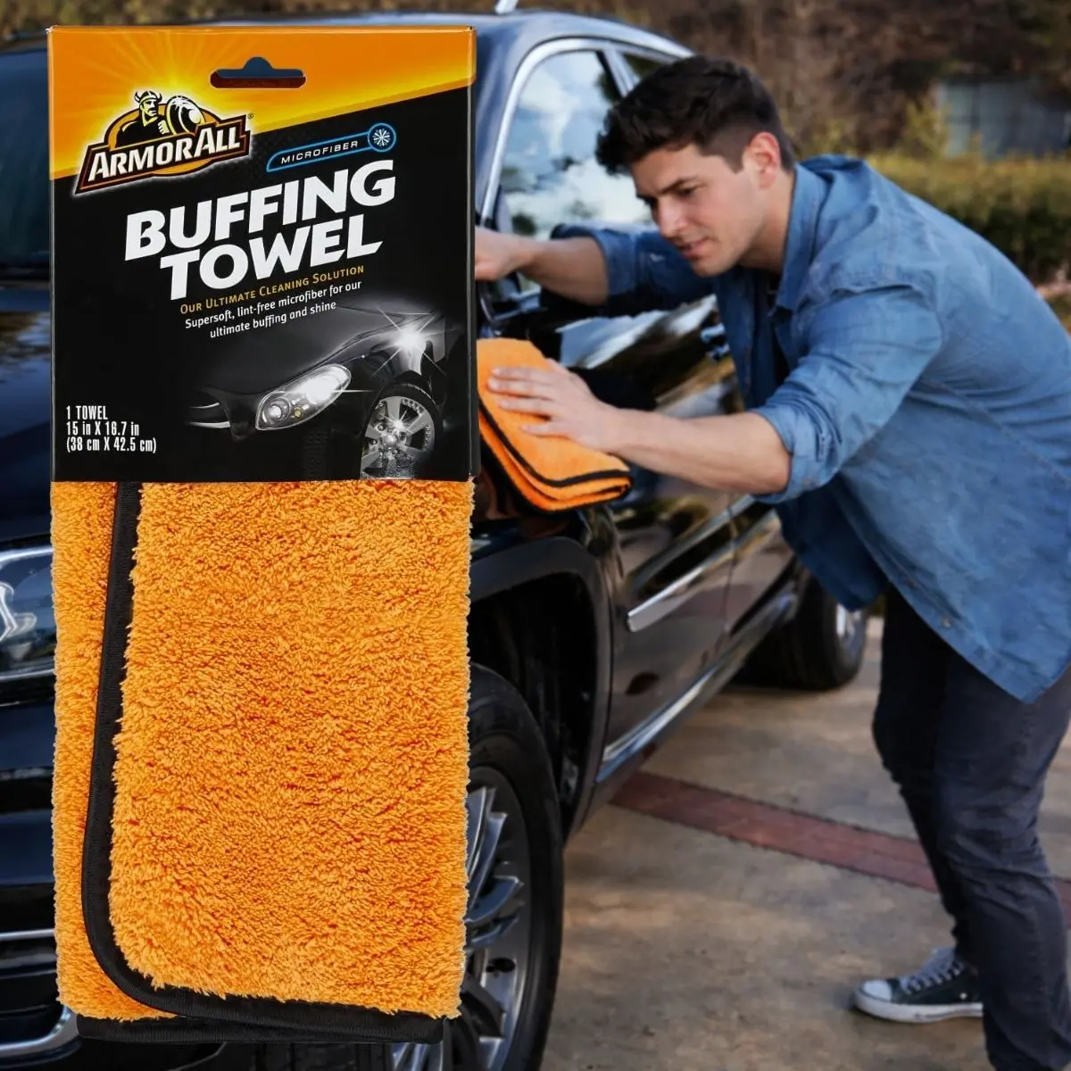 Toalla De Microfibra De Auto Para Pulido Y Brillo Sin Pelusa Ideal Para Encerar Y Limpiar Carros Y Motos. (38X42.5Cm) Color Naranja. 1