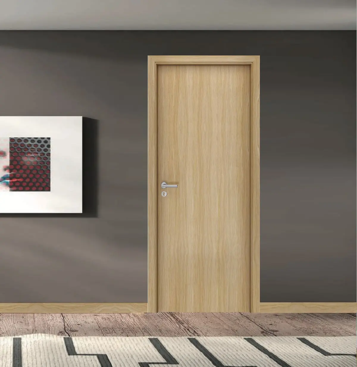 Puerta Wpc 45Mm Madera Interior Pino 85X215cm Incluye Marco Completo Y Herrajes Silver. Altisima Calidad Y Resistencia 1