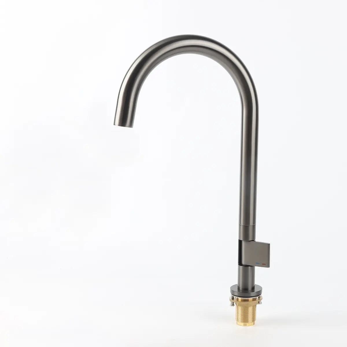Grifo Para Fregador De Cocina Lavamanos Cuello Alto 47Cm Monomando Gris Mate De Alta Calidad 1