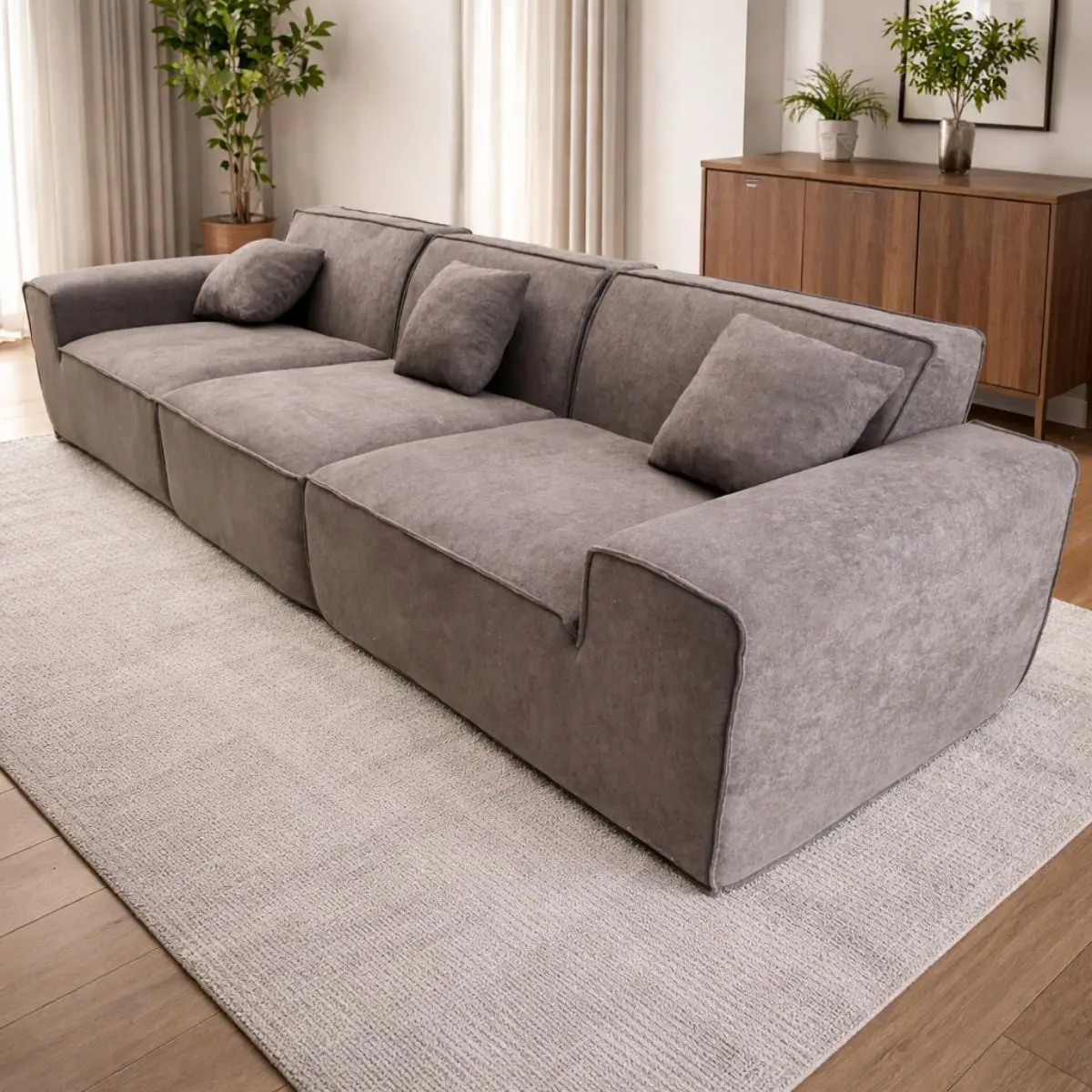 Sofá Empacado Al Vacio Memory Foam De Alta Densidad 300X100x73cm Color Color Gris Parduzco 2