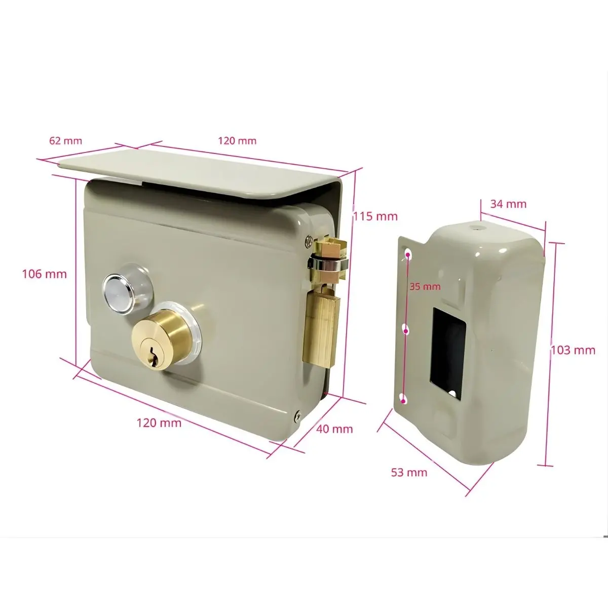 Cerradura Eléctrica Soldar Con Control Electrónico Y Deflector (10.6X12x4 Cm) Apertura Derecha De 12V De Acero Con Recubrimiento En Polvo. Incluye 3 Llaves 2