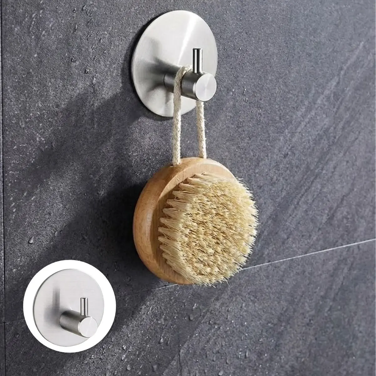 Gancho De Acero Inoxidable 304 Adhesivo 3M Redondo 4.5×4.5Cm Para Baño, Cocina Y Múltiples Espacios. Gancho Para Guindar. 1