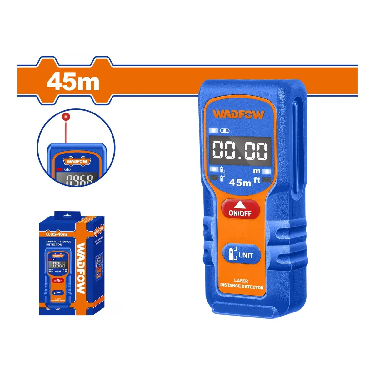 Medidor Láser Rango 0.05–45 Mts. Exactitud ±2.0 Mm. 635 Nm <1 Mw. Baterías Aaa. 1
