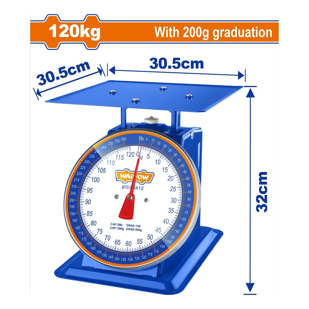 Báscula De Resorte Para Pesar 120 Kg. Graduación 200 G. Pantalla Tipo Placa De Dial. Balanza De Aguja. Pesa Con Plataforma Plana. 1