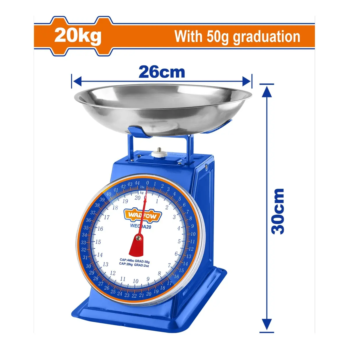 Báscula De Resorte Para Pesar 20 Kg. Graduación 50 G. Pantalla Tipo Placa De Dial. Balanza De Aguja Con Plato De Acero Inoxidable. 1