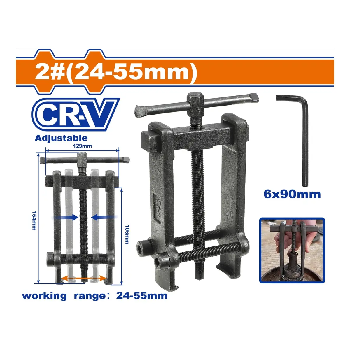 Extractor De Rodamientos 2# (24–55 Mm). Acero Cr-V. Fuerza 9.1 Kn 1