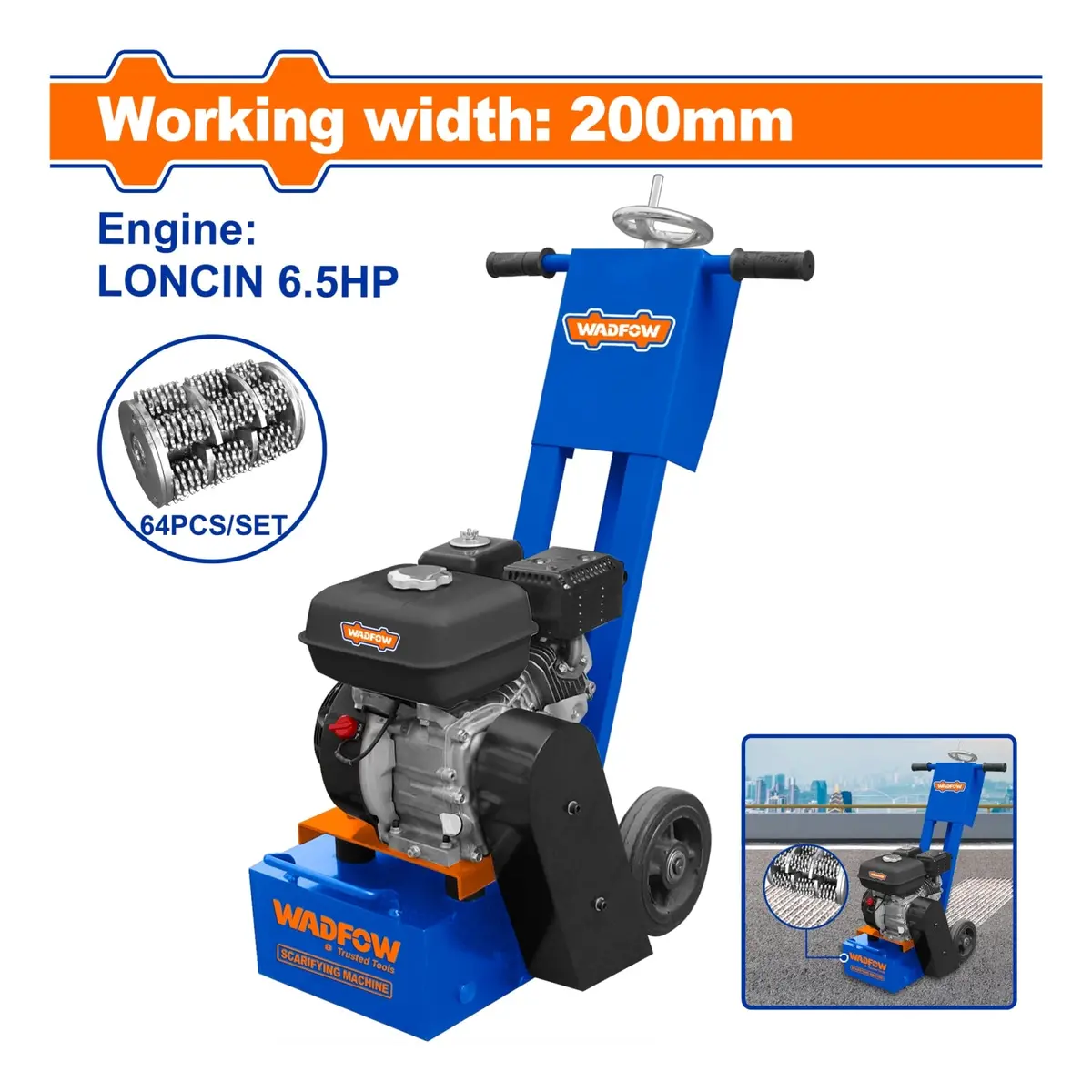 Escarificadora De Concreto 200 Mm. Motor Loncin 6.5 Hp. 64 Cuchillas Tipo Estrella. 1