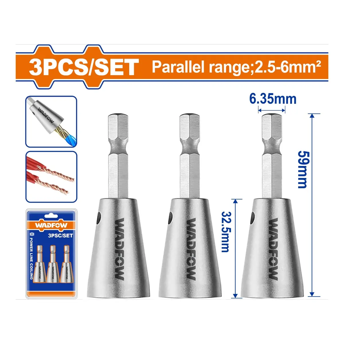 Pelacables Eléctrico Para Taladro. Torsión De Alambres. Para Pelar Cables De 2.5–6 Mm². Set De 3 Piezas Para Electricista. 1
