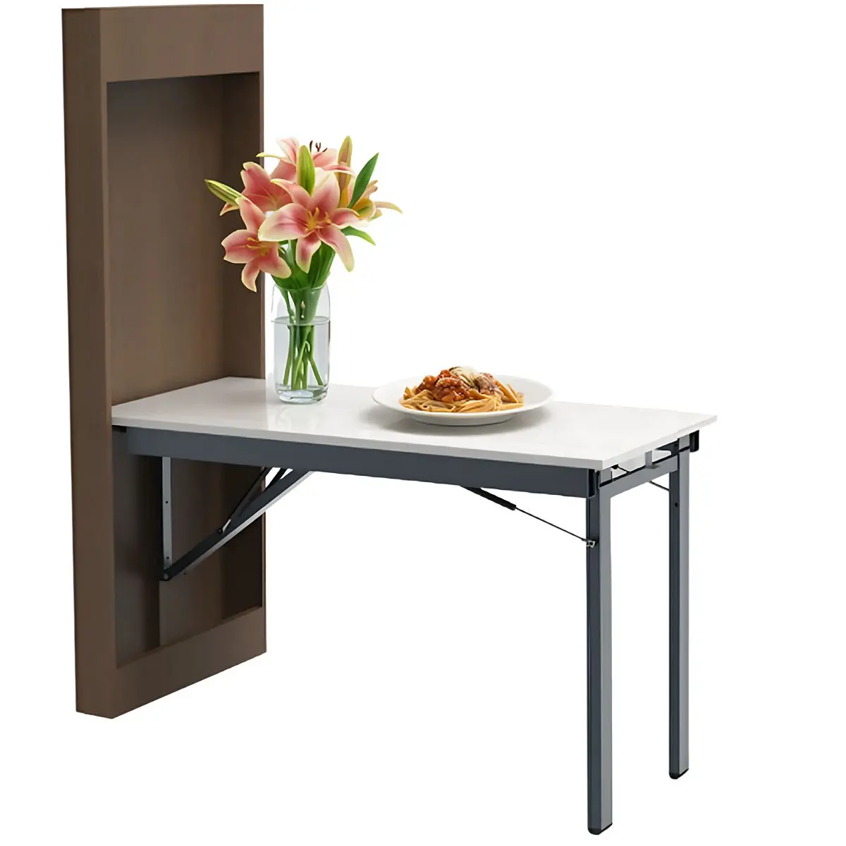 Mesa Plegable De Pared Con Soporte Hidráulico. Escritorio Retráctil Desayunador Abatible. ( Solo Se Vende El Herreje De Metal No Incluye La Madera ) 1