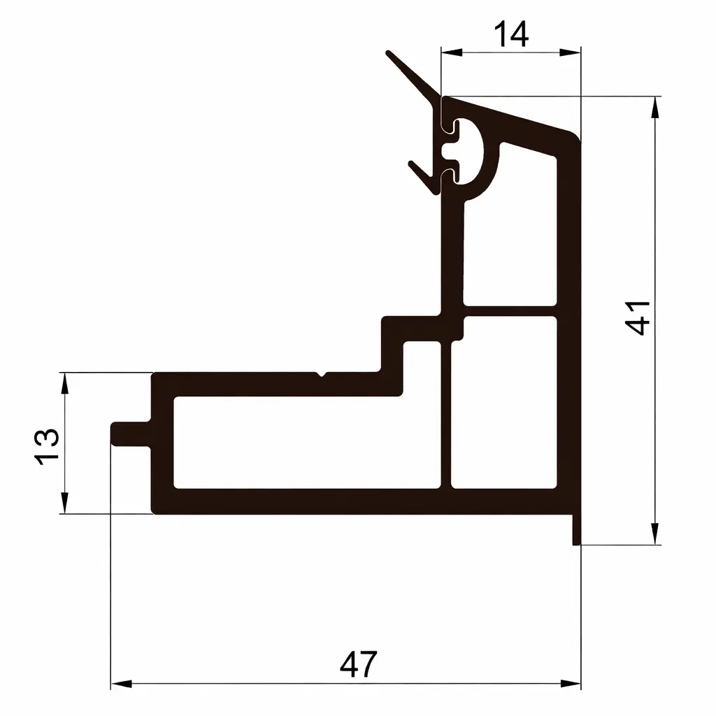 Perfil Upvc Inversor 60Mm Serie Abatible Upview Carbone Espesor 2.5Mm Largo 5.85M Color Marron Chocolate Microtexturizado 2