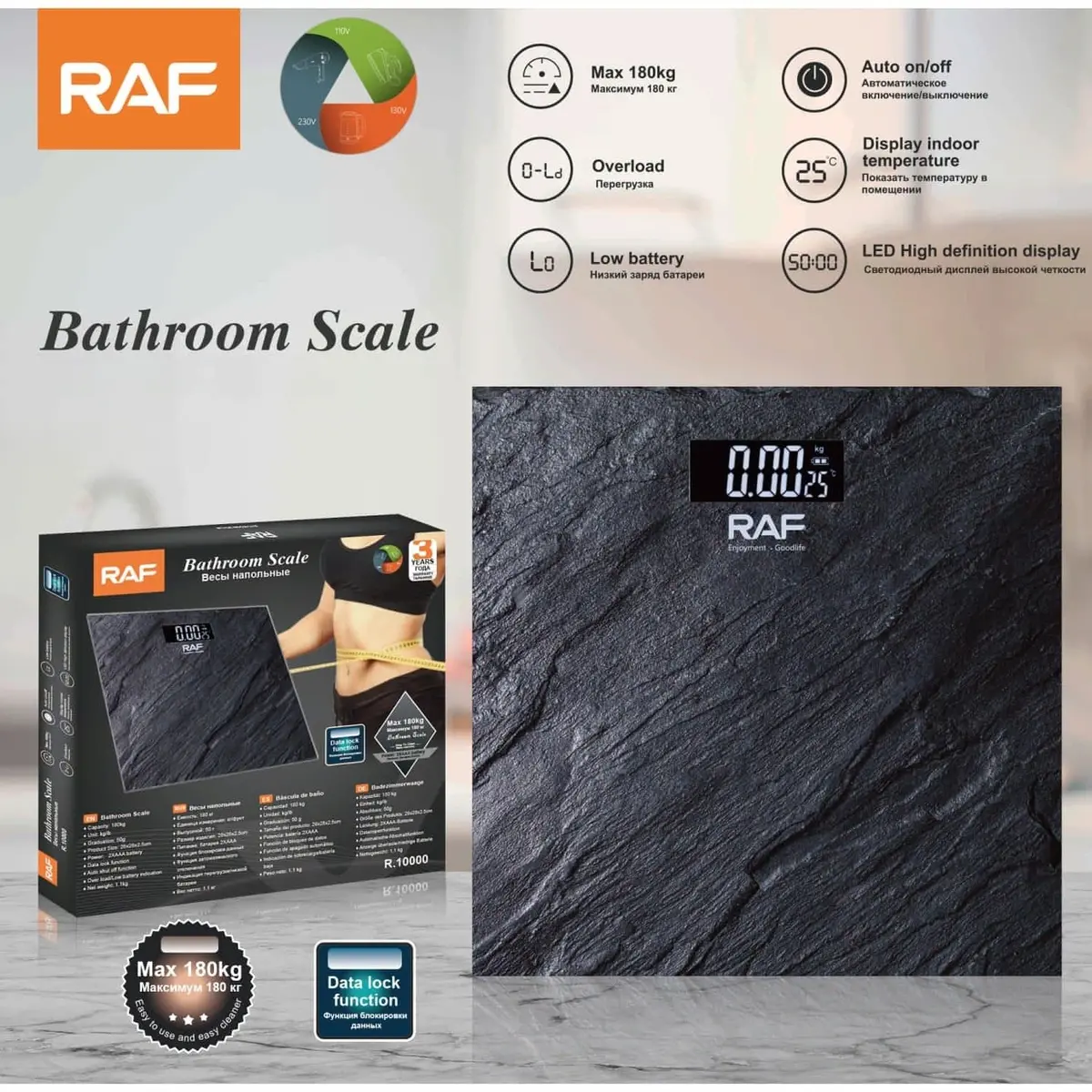 Báscula Digital De Baño 180Kg. Balanza  Con Pantalla Led Y Encendido Automático.Pesa 1