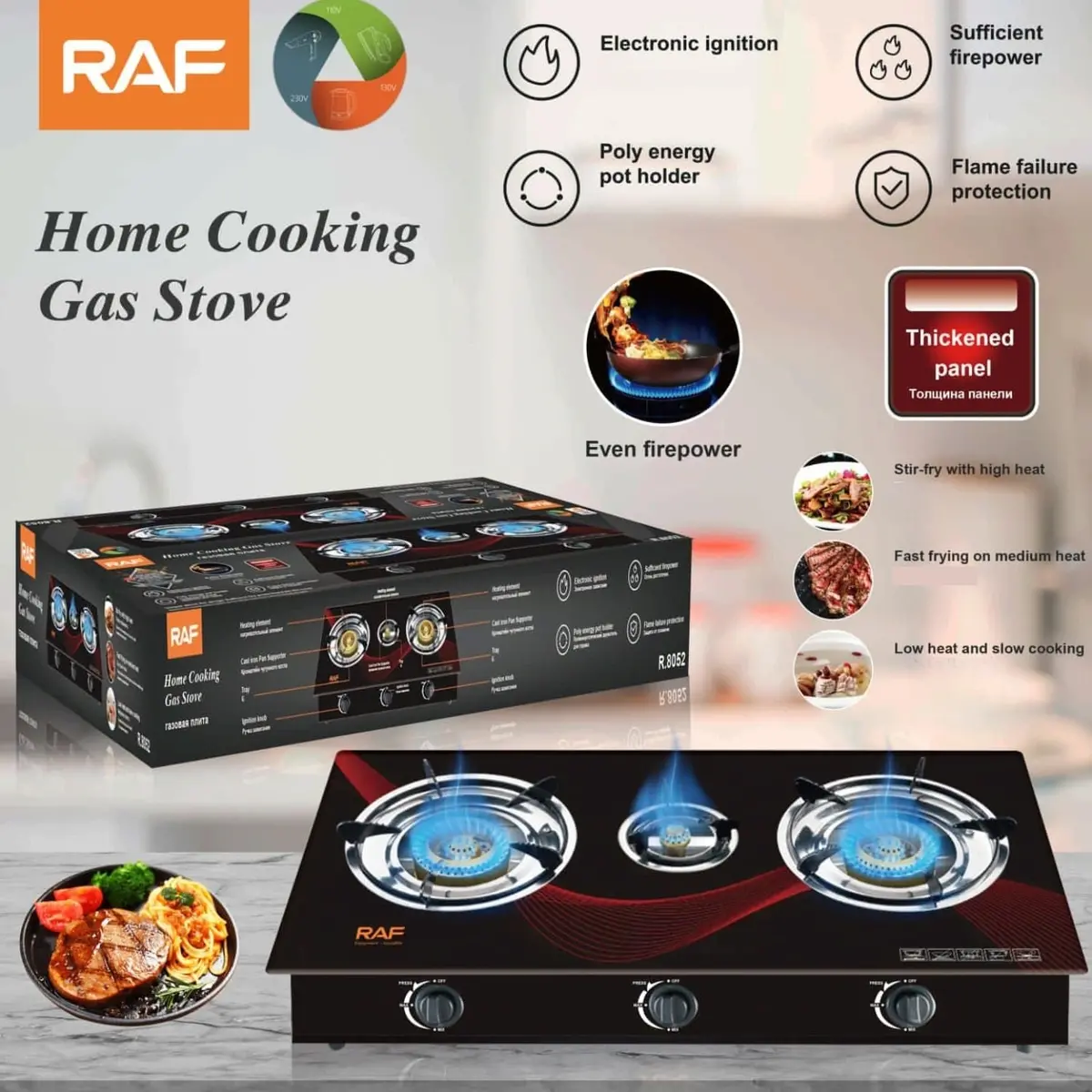 Estufa De Gas 3 Quemadores Con Encendido Electrónico Y Panel Reforzado. Estufa De Mesa A Gas 1