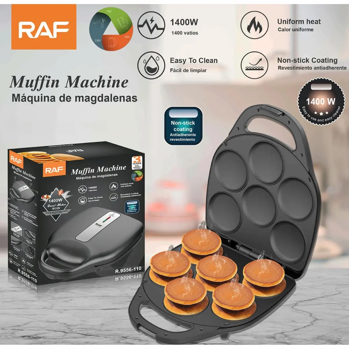 Arepera Eléctrica Para Arepas Y Magdalenas 1400W Antiadherente Cocción Uniforme 110V 60Hz Tosty Arepa Maker 1