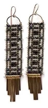 Olive Quartz Peacock Spinel Tapestry Earrings 1