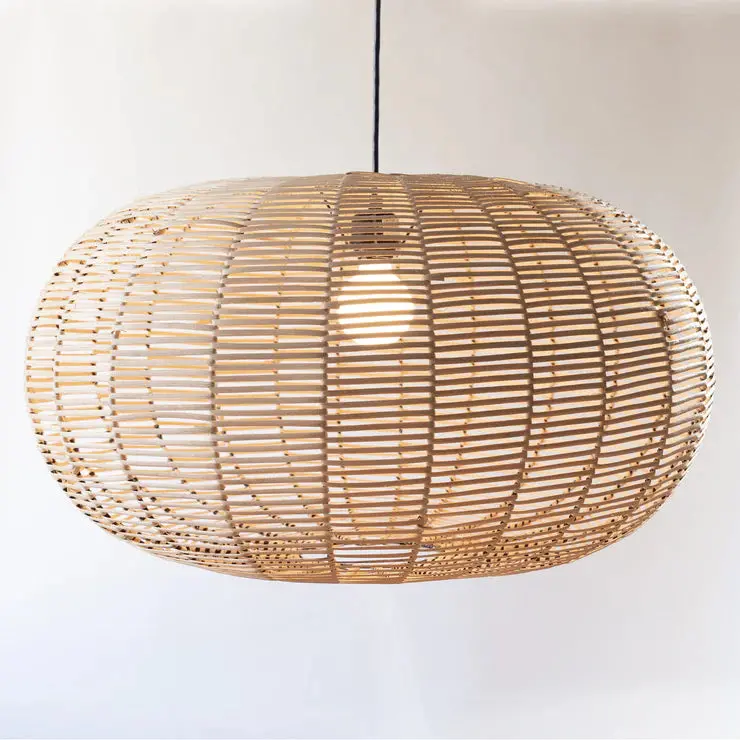Large Disk Ratan Pendant Light 1