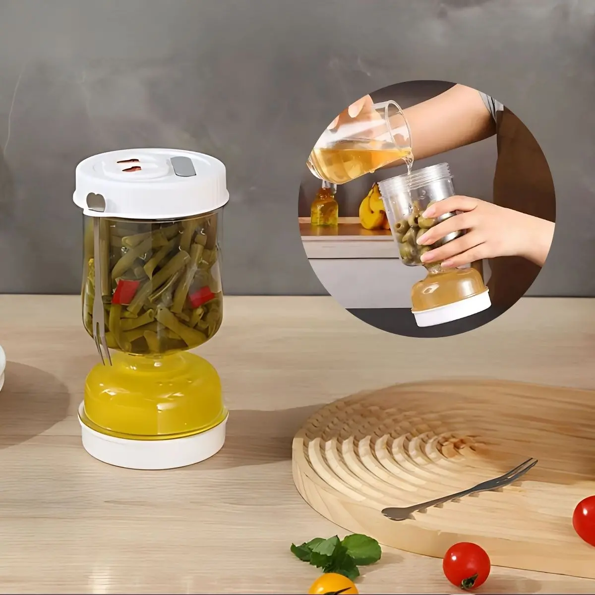 Frasco Invertible Para Conservas, Encurtidos Y Fermentación. Tarro Recipiente Hermético Para Refrigerar, Marinar Y Almacenar Alimentos. Envase. 1