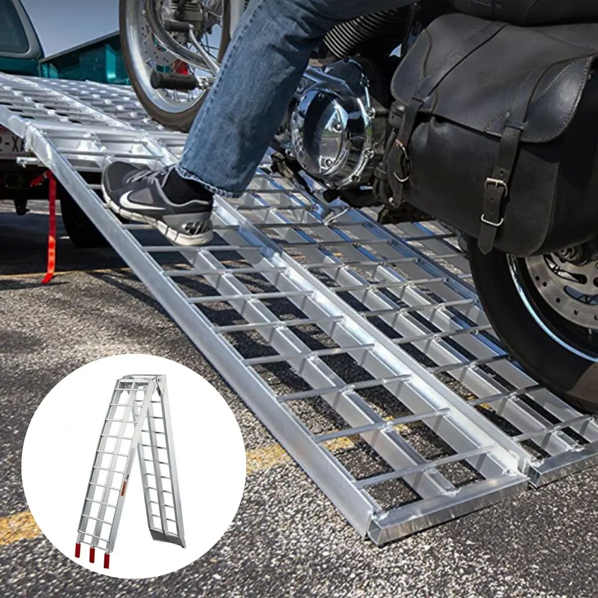 Rampa Portátil Plegable De Aluminio Para Motocicletas. 116 X 33 X 16 Cm. Rampa Para Moto. 1