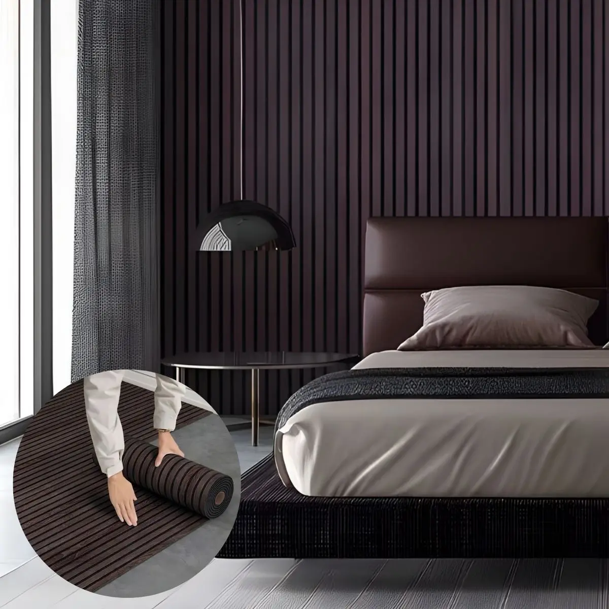 Revestimiento Decorativo Autoadhesivo Tipo Paneles Para Pared Imitación Madera. Color Chocolate Oscuro (3M X 60Cm). 1