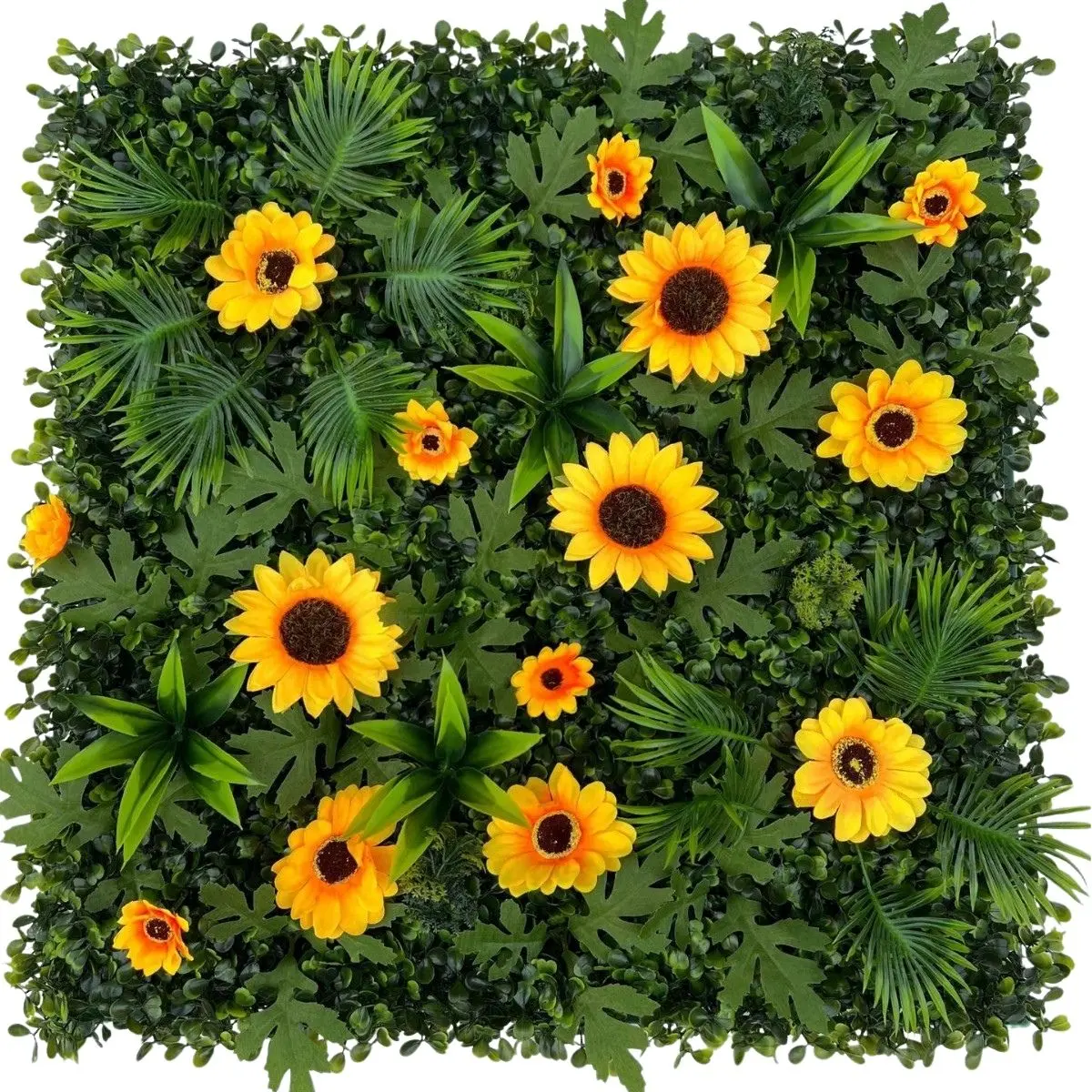 Follaje Artificial Con Girasoles De Plástico Premium (50X50cm) Para Jardines Verticales, Pared Verde, Muro Decorativo Y Fondo Fotográfico 1