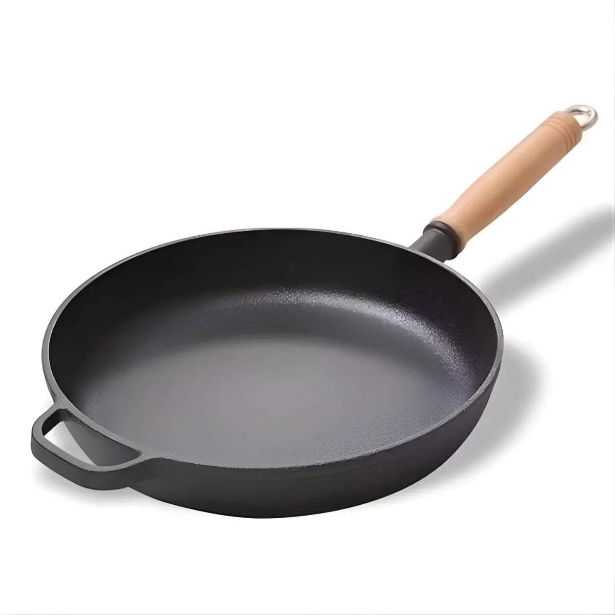 Sartén De Hierro Fundido Con Mango De Madera 8.7" (22 Cm). Sartenes. Paila Para Cocinar. Cacerola. 1