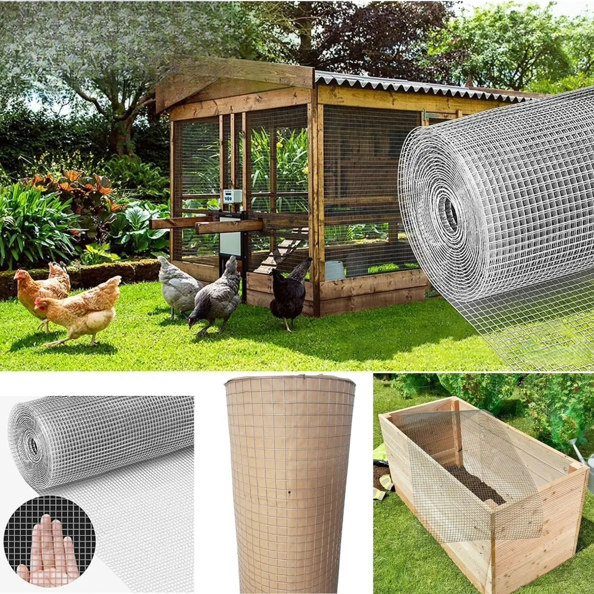 Malla De Alambre Galvanizado 25M X 0.91M Rollo 1.9Cm Ideal Para El Uso En El Campo, Granjas, Gallineros. Resistente A La Corrosion 1
