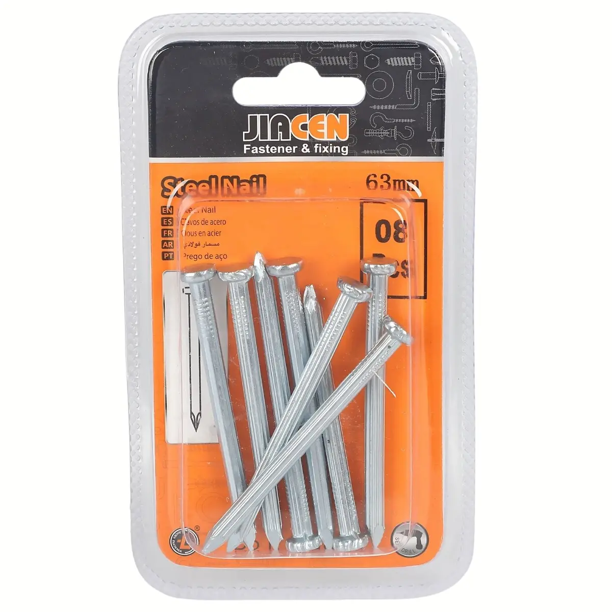 Clavos De Cemento 63Mm Punta Afilada Hierro Resistente Ideal Para Concreto  Set 8 Piezas. 1
