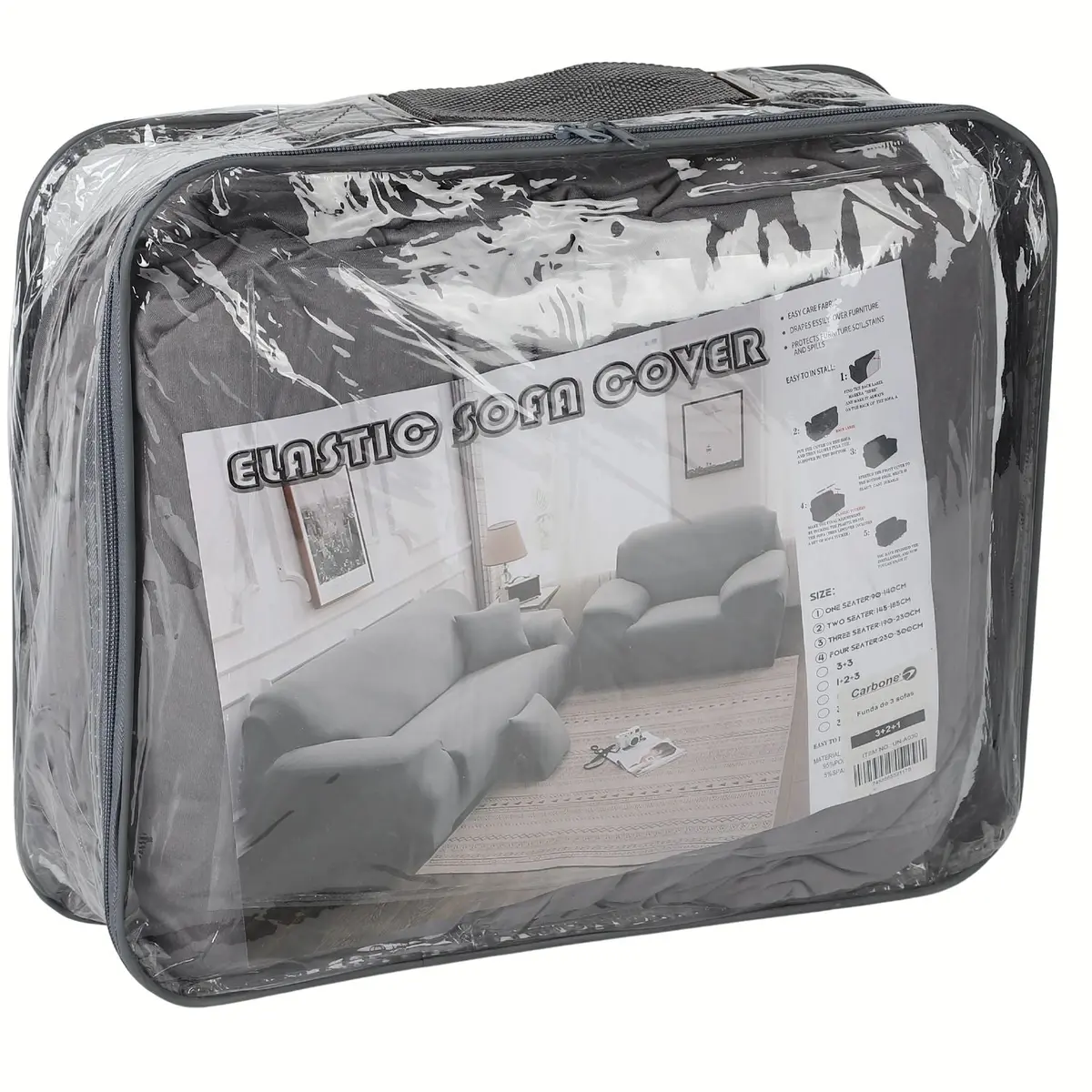 Funda De Sofá Elástica 1+2+3 Gris Set Completo Para Muebles En Poliéster Lavable. Forro Protector De Sofá 1