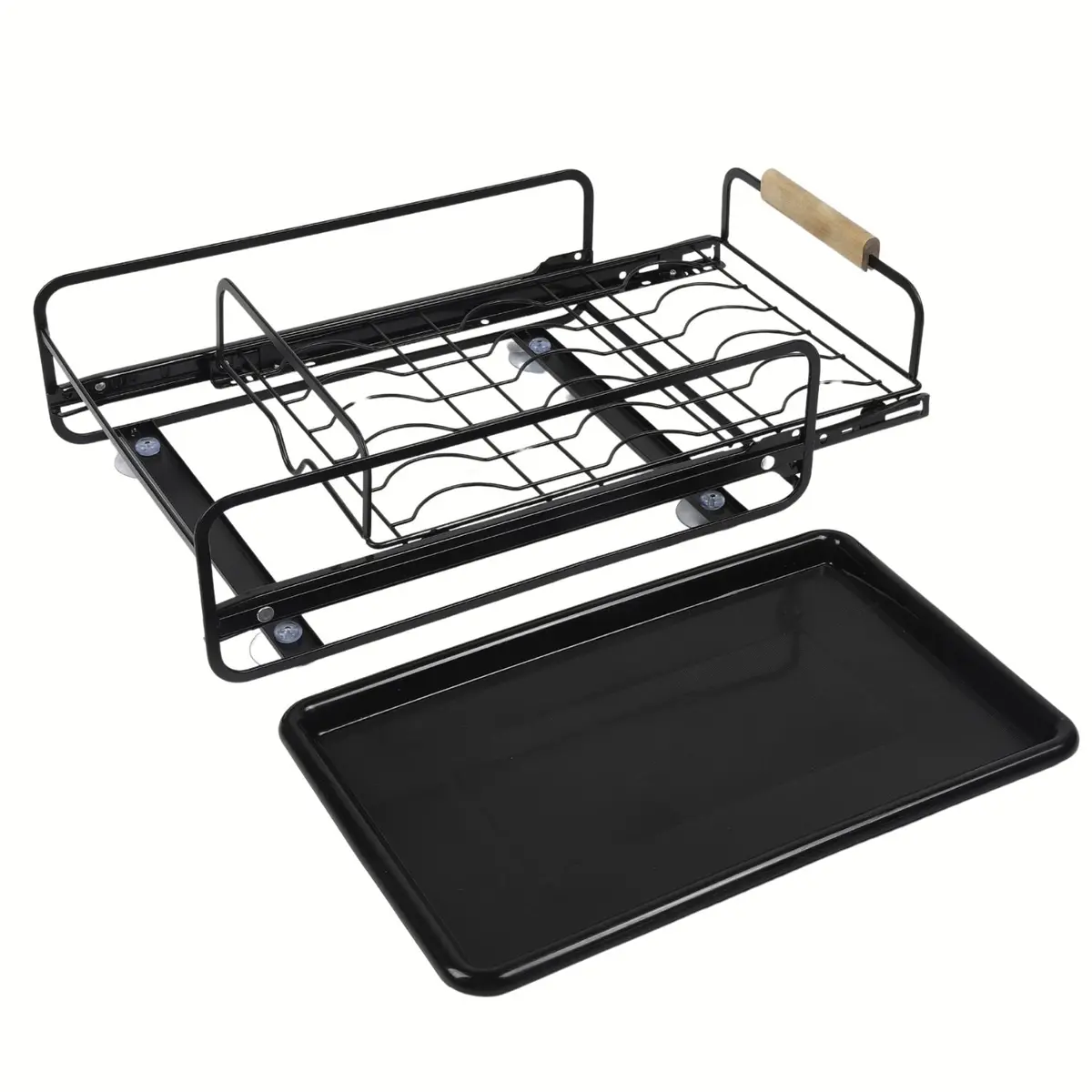 Organizador Escurridor De Platos Deslizable Para Gabinetes De Cocina Color Negro 41X28.5X13cm Hierro. Acabado Duradero. Organizador De Vajillas. 2