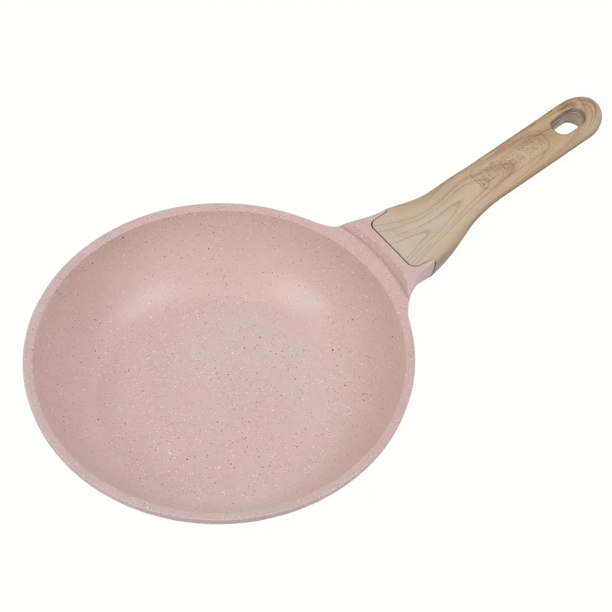 Sartén Antiadherente Ceramico 20Cm Color Rosa Con Mango Imitación Madera En Aluminio Forjado. Eco-Friendly 100% Libre De Teflon 2