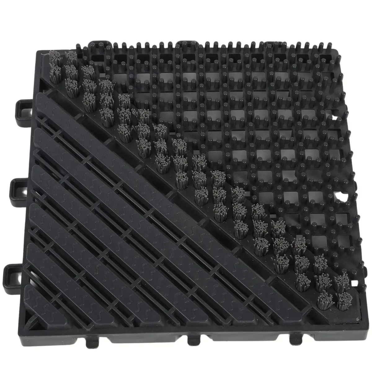 Alfombras Comerciales De Entrada Para Polvo Alfombrilla Modular Exterior  15X15cm Con Cepillos De Limpieza Y Sistema De Encaje Color Negro. (Pieza Central) 1