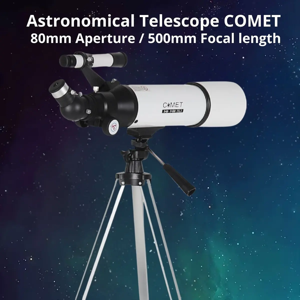 Telescopio Astronómico Profesional 80Mm Con Trípode Ajustable De Aluminio Para Observación Del Espacio. Distancia 500Mm  Alta Potencia 1
