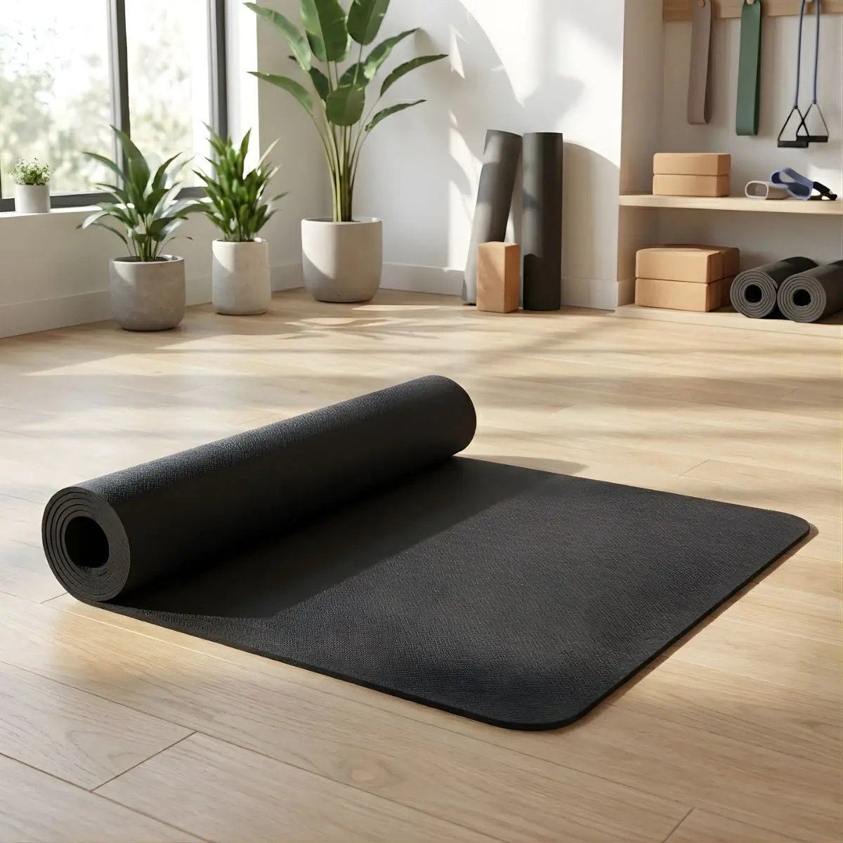 Yoga Mat Antideslizante Negra (183X68cmx8mm). Colchoneta Para Yoga. Ideal Para Pilates, Ejercicio Y Entrenamiento. 1