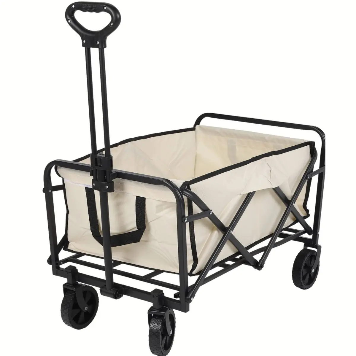 Carrito Plegable De Carga 80Kg Color Beige Estructura Con Revestimiento En Polvo. Tamaño Extendido: 72X46x90cm. Tipo Vagón Trolley. 1