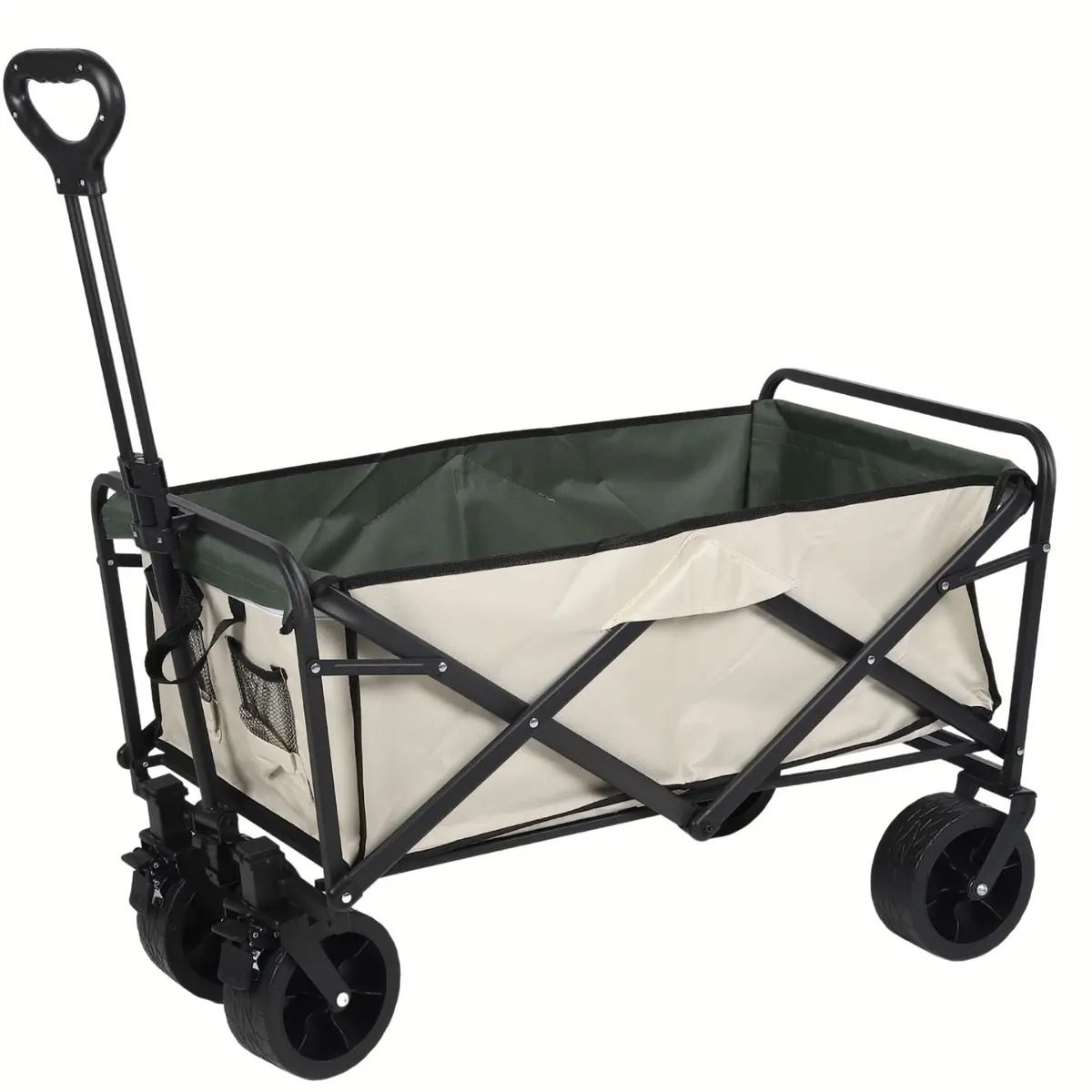 Carrito Plegable De Carga 100Kg Color Beige/Verde Estructura Con Revestimiento En Polvo. Tamaño Extendido: 82X50x100cm. Tipo Vagón Trolley. 1