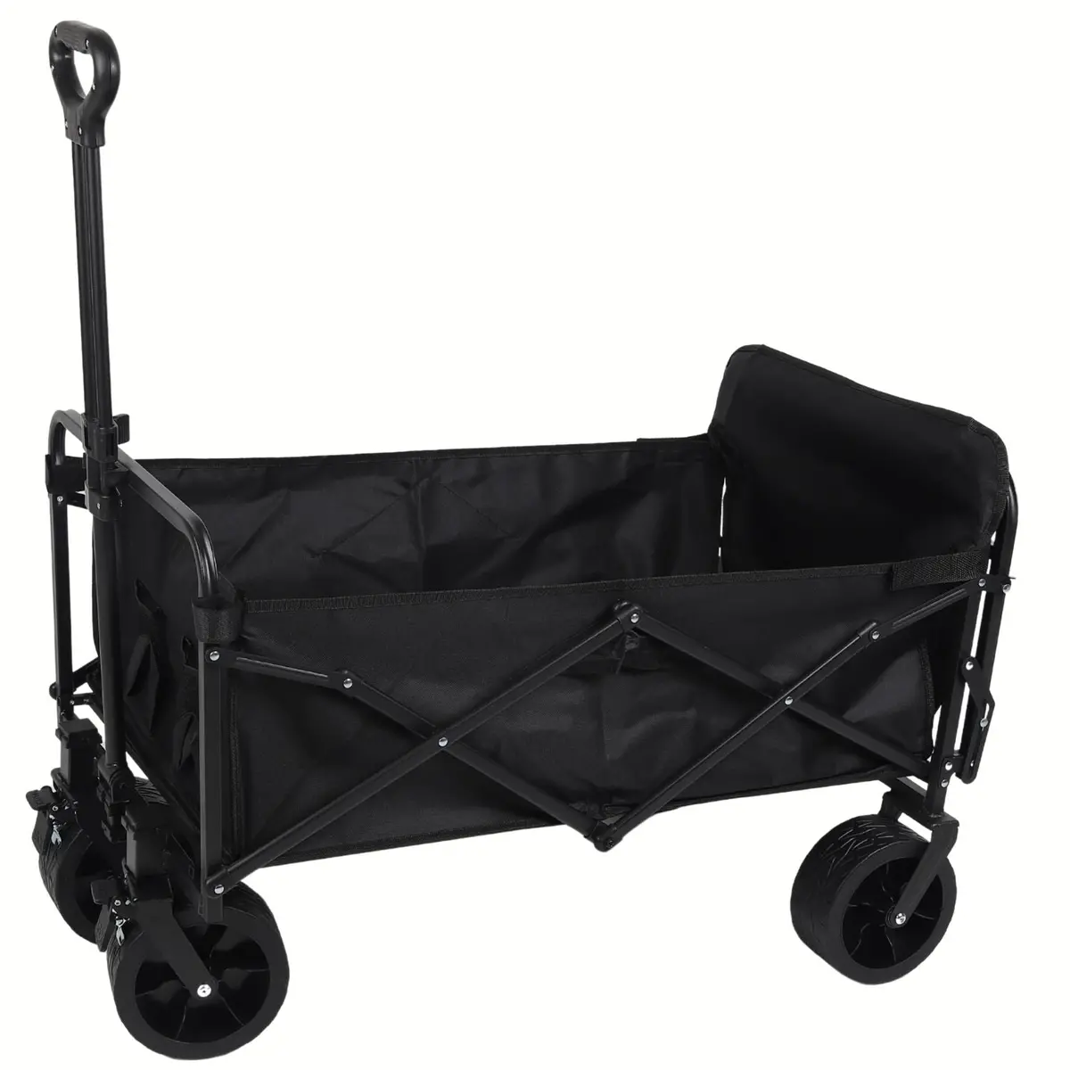 Carrito Plegable Con Ruedas Y Manija Extensible De Acero Y Tela Oxford 82X48x90cm 120Kg Estructura Resistente. Color Negro. Con Puerta Tipo Vagón Trolley. 1