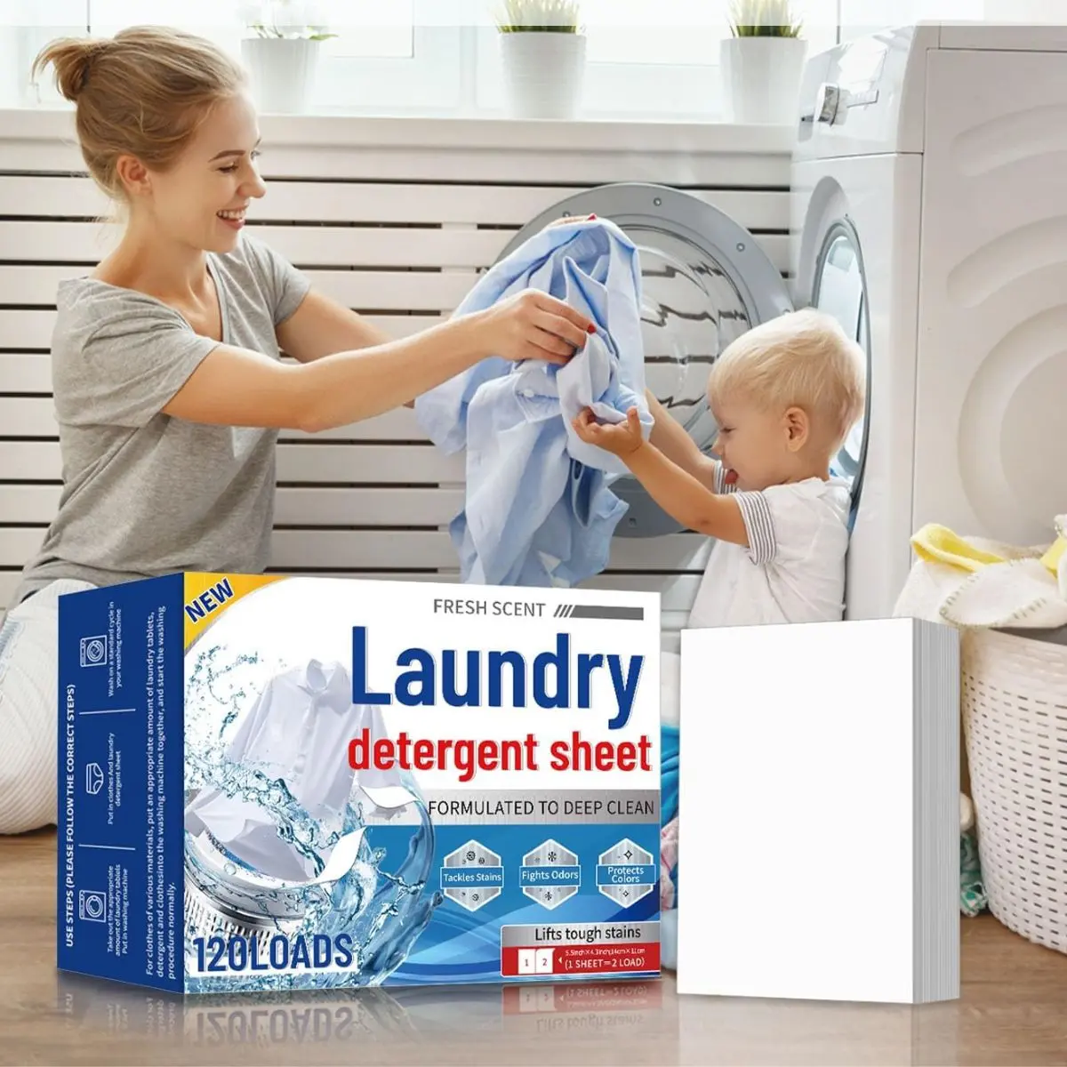 Hojas De Detergente Ultrafinas Y Concentradas – Se Disuelven En Lavadora (Pack De 120). Deja La Ropa Olorosa Y Suave. Jabón Para Lavar 1