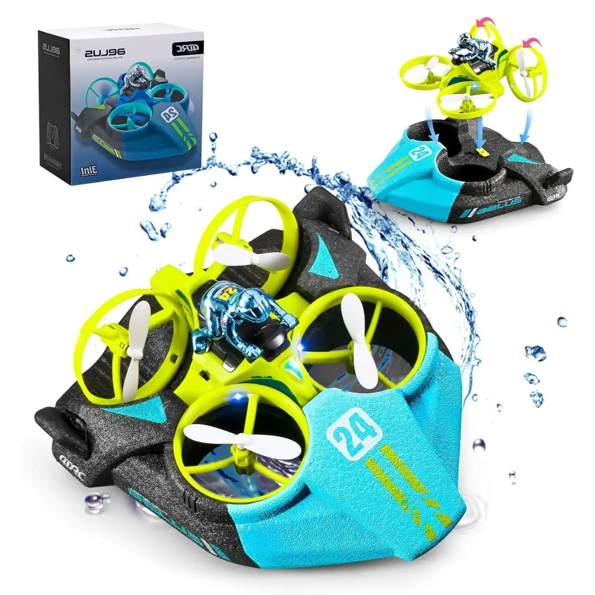 Juguete 3 En 1 Para Niños Con Control Remoto: Auto, Dron Volador Y Lancha Acuática. 1