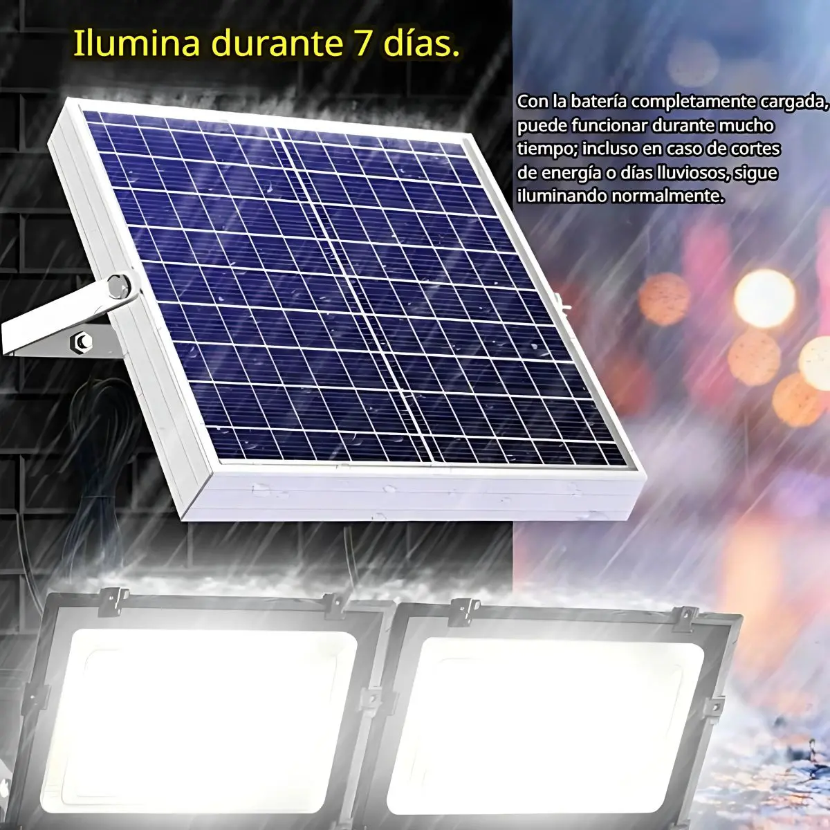 Reflector Led Con Panel Solar Con Alcance De 400M². Luz Led Ip67 Para Exteriores. Duración De 15-28 Horas. 2