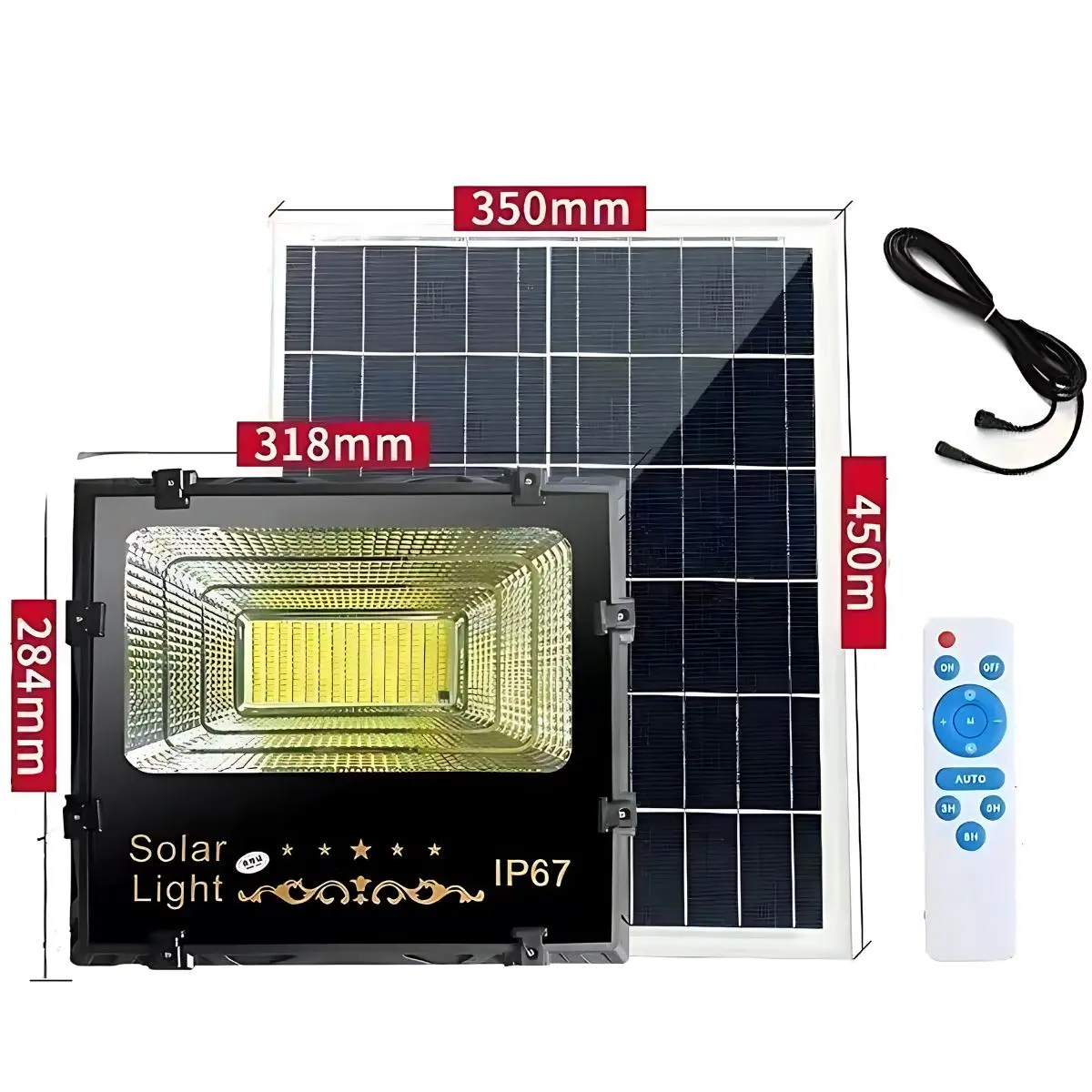Reflector Led Con Panel Solar Con Alcance De 400M². Luz Led Ip67 Para Exteriores. Duración De 15-28 Horas. 1